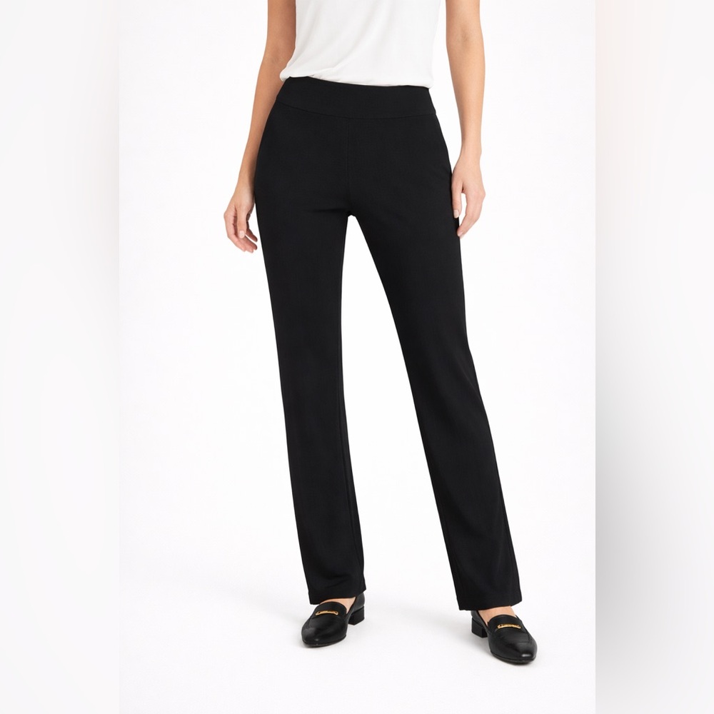 SPANX Ponte Straight Leg Pants Medium Black Pull On Stretch Career Minimalist